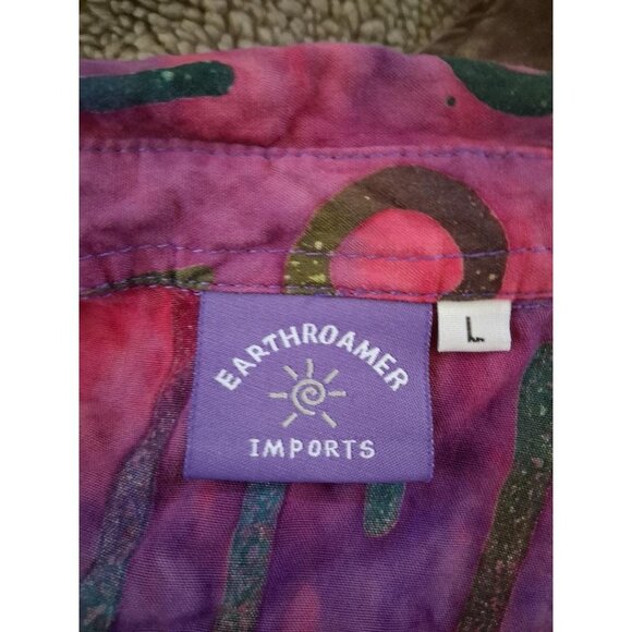 Vintage Earthroamer Imports Mens Button-Up Shirt L Tie-Dye Abstract Purple/Pink - Picture 5 of 5